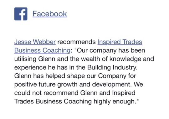 Genuine recommendations from men who have engaged Inspired Trades Business Coaching and seeing huge... photo